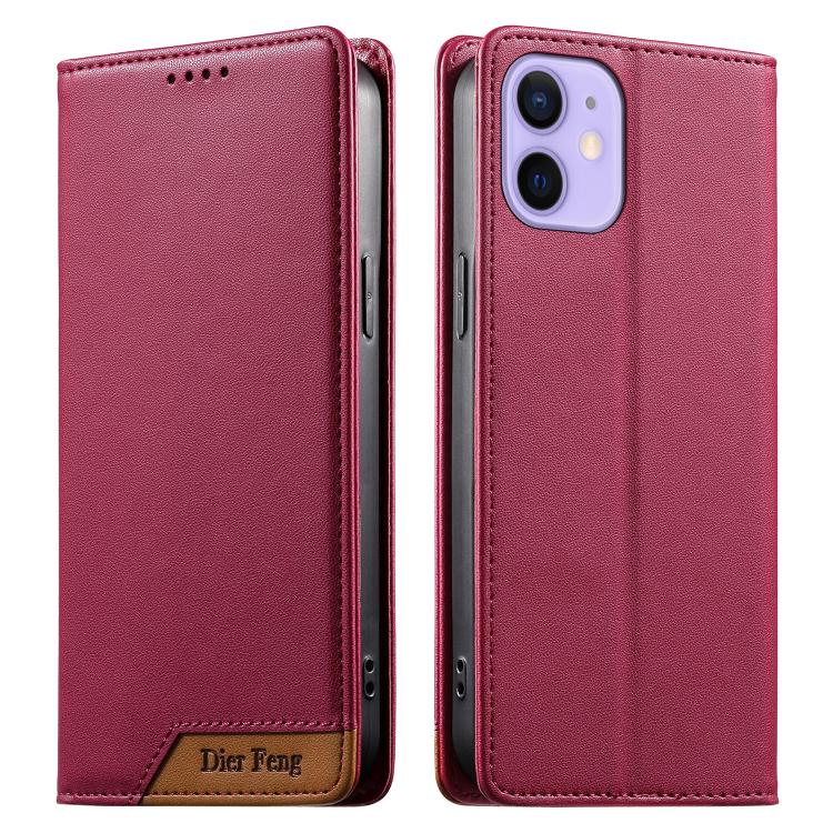 Custodia per telefono Dierfeng in ecopelle con magnete e RFID ad alta resistenza, For iPhone 13 mini, For iPhone 12 / 12 Pro, For iPhone 12 Pro Max, For iPhone 12 mini