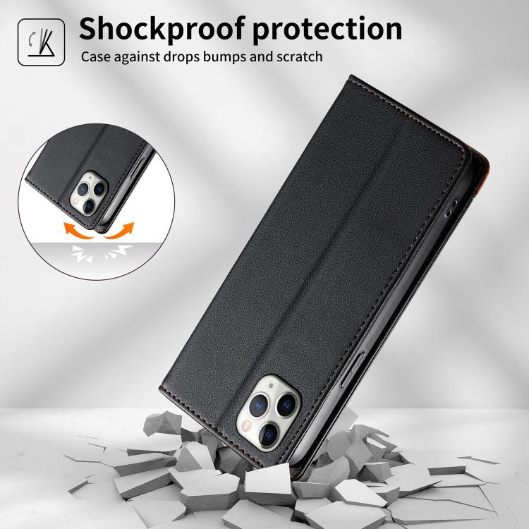 Custodia per telefono Dierfeng in ecopelle con magnete e RFID ad alta resistenza, For iPhone 11 Pro Max, For iPhone 11, For iPhone 11 Pro, For iPhone X / XS
