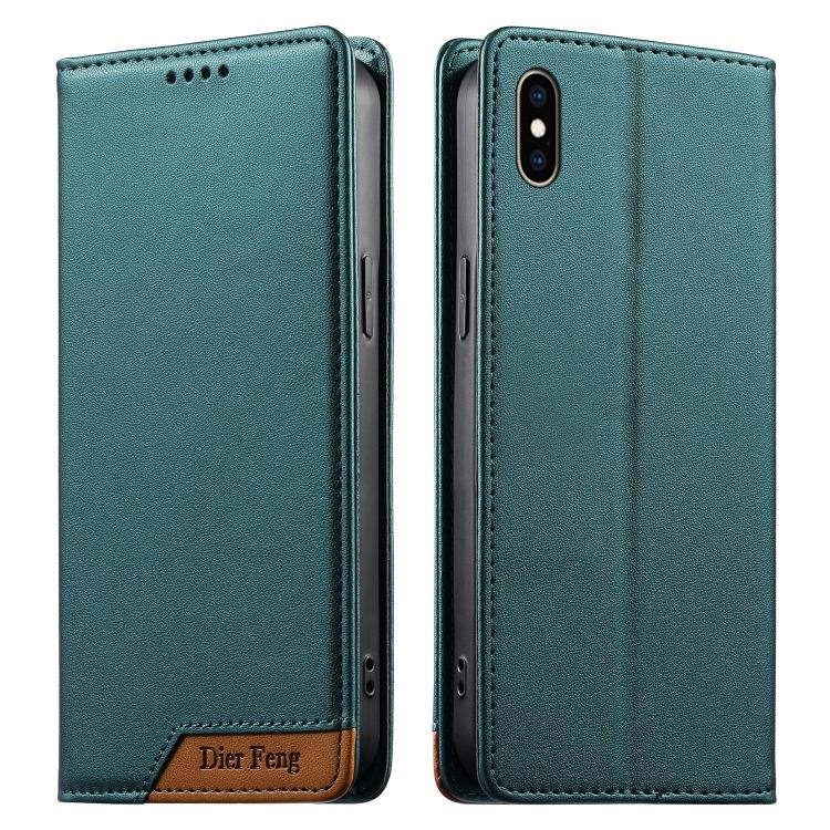 Custodia per telefono Dierfeng in ecopelle con magnete e RFID ad alta resistenza, For iPhone XR, For iPhone XS Max, For iPhone 8 Plus / 7 Plus
