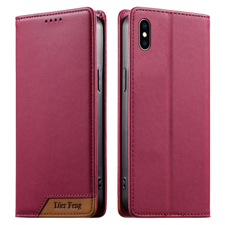 Custodia per telefono Dierfeng in ecopelle con magnete e RFID ad alta resistenza, For iPhone XR, For iPhone XS Max, For iPhone 8 Plus / 7 Plus