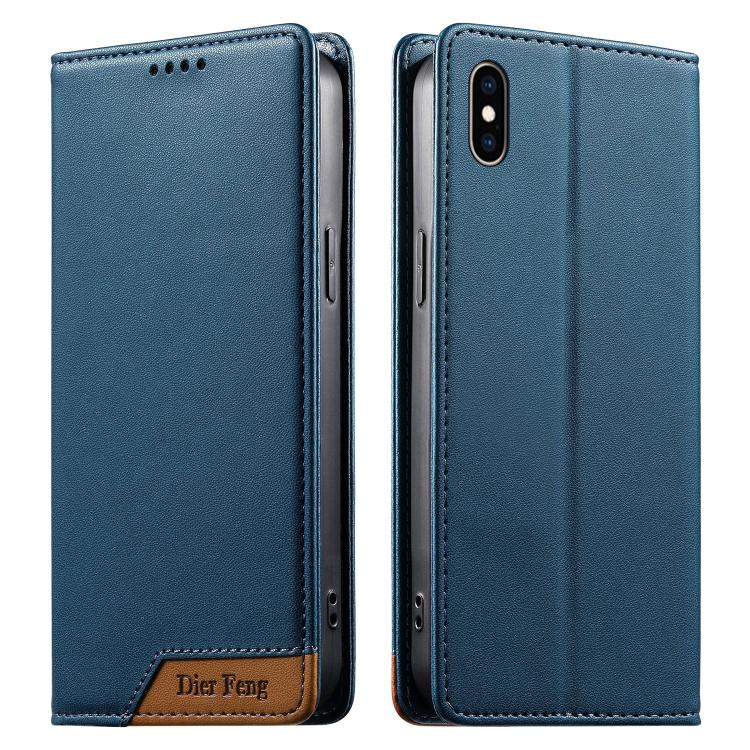 Custodia per telefono Dierfeng in ecopelle con magnete e RFID ad alta resistenza, For iPhone XR, For iPhone XS Max, For iPhone 8 Plus / 7 Plus