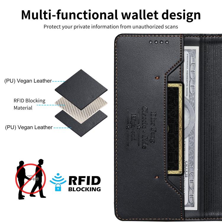 Custodia per telefono Dierfeng in ecopelle con magnete e RFID ad alta resistenza, For iPhone XR, For iPhone XS Max, For iPhone 8 Plus / 7 Plus