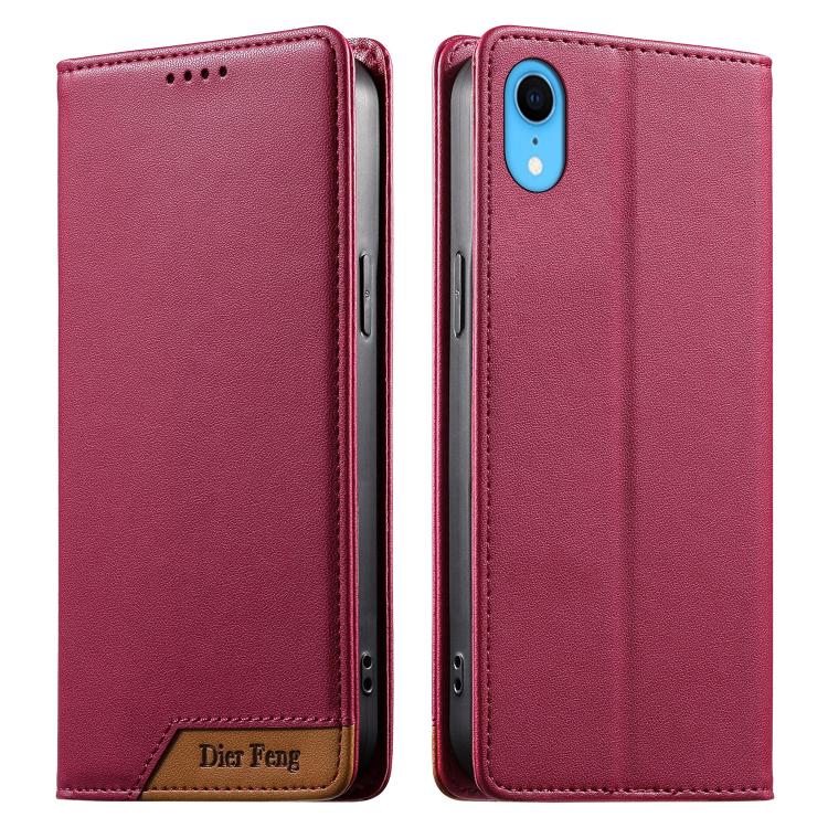 Custodia per telefono Dierfeng in ecopelle con magnete e RFID ad alta resistenza, For iPhone XR, For iPhone XS Max, For iPhone 8 Plus / 7 Plus