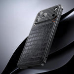 Elegante custodia magnetica in metallo con texture effetto pelle e fibbia a molla per il tuo telefono., For iPhone 17 Pro Max, For iPhone 17 Pro