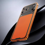 Elegante custodia magnetica in metallo con texture effetto pelle e fibbia a molla per il tuo telefono., For iPhone 17 Pro Max, For iPhone 17 Pro