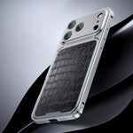 Elegante custodia magnetica in metallo con texture effetto pelle e fibbia a molla per il tuo telefono., For iPhone 17 Pro Max, For iPhone 17 Pro