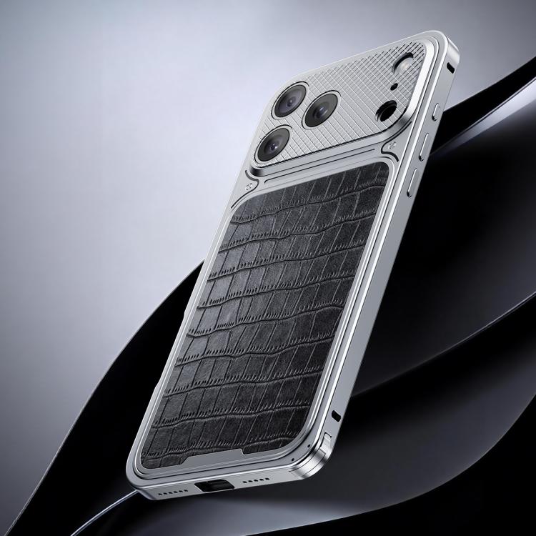 Elegante custodia magnetica in metallo con texture effetto pelle e fibbia a molla per il tuo telefono., For iPhone 17 Pro Max, For iPhone 17 Pro