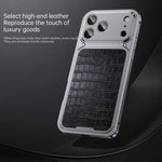 Elegante custodia magnetica in metallo con texture effetto pelle e fibbia a molla per il tuo telefono., For iPhone 17 Pro Max, For iPhone 17 Pro