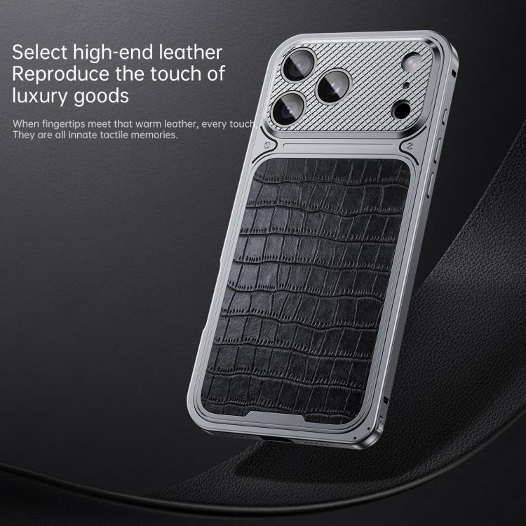 Elegante custodia magnetica in metallo con texture effetto pelle e fibbia a molla per il tuo telefono., For iPhone 17 Pro Max, For iPhone 17 Pro