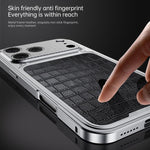Elegante custodia magnetica in metallo con texture effetto pelle e fibbia a molla per il tuo telefono., For iPhone 17 Pro Max, For iPhone 17 Pro