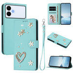 ZS01 Custodia per telefono a doppio strato in ecopelle vegana con motivo floreale a cuori e cinturino da polso, For Samsung Galaxy S26+ 5G, For Samsung Galaxy S26 Edge 5G, For Samsung Galaxy S26 Ultra 5G