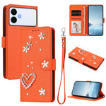 ZS01 Custodia per telefono a doppio strato in ecopelle vegana con motivo floreale a cuori e cinturino da polso, For Samsung Galaxy S26+ 5G, For Samsung Galaxy S26 Edge 5G, For Samsung Galaxy S26 Ultra 5G