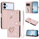 ZS01 Custodia per telefono a doppio strato in ecopelle vegana con motivo floreale a cuori e cinturino da polso, For Samsung Galaxy S26+ 5G, For Samsung Galaxy S26 Edge 5G, For Samsung Galaxy S26 Ultra 5G