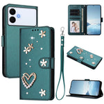 ZS01 Custodia per telefono a doppio strato in ecopelle vegana con motivo floreale a cuori e cinturino da polso, For Samsung Galaxy S26+ 5G, For Samsung Galaxy S26 Edge 5G, For Samsung Galaxy S26 Ultra 5G