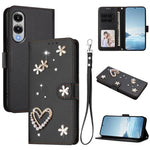 ZS01 Custodia per telefono a doppio strato in ecopelle vegana con motivo floreale a cuori e cinturino da polso, For Samsung Galaxy S26 5G, For Samsung Galaxy S25 FE 5G, For Samsung Galaxy S25 Edge 5G