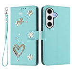 ZS01 Custodia per telefono a doppio strato in ecopelle vegana con motivo floreale a cuori e cinturino da polso, For Samsung Galaxy S24 FE 5G, For Samsung Galaxy S24 Ultra 5G, For Samsung Galaxy S23 FE 5G