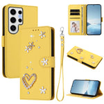 ZS01 Custodia per telefono a doppio strato in ecopelle vegana con motivo floreale a cuori e cinturino da polso, For Samsung Galaxy S24 FE 5G, For Samsung Galaxy S24 Ultra 5G, For Samsung Galaxy S23 FE 5G