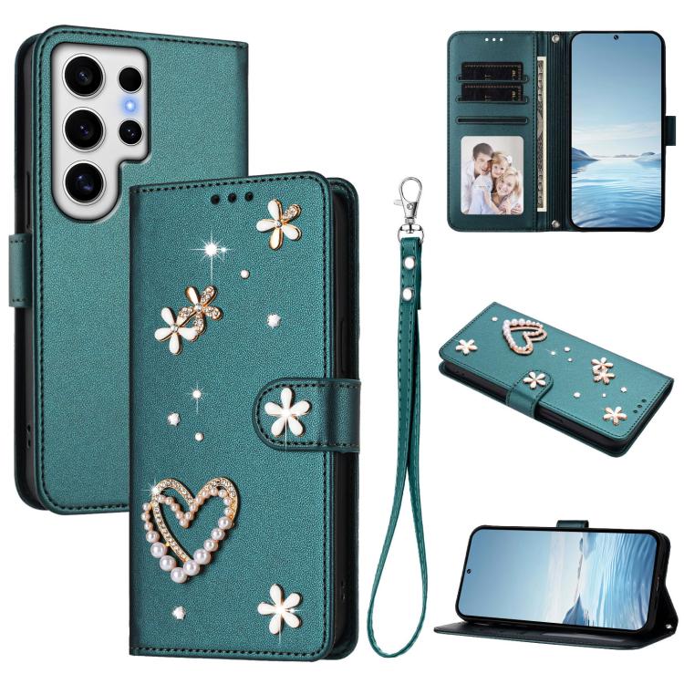 ZS01 Custodia per telefono a doppio strato in ecopelle vegana con motivo floreale a cuori e cinturino da polso, For Samsung Galaxy S24 FE 5G, For Samsung Galaxy S24 Ultra 5G, For Samsung Galaxy S23 FE 5G