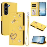 ZS01 Custodia per telefono a doppio strato in ecopelle vegana con motivo floreale a cuori e cinturino da polso, For Samsung Galaxy S23 Ultra 5G, For Samsung Galaxy S23+ 5G, For Samsung Galaxy S23 5G