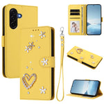 ZS01 Custodia per telefono a doppio strato in ecopelle vegana con motivo floreale a cuori e cinturino da polso, For Samsung Galaxy A57 5G, For Samsung Galaxy A37 5G, For Samsung Galaxy A25e / A25 5G JP