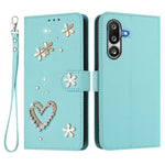 ZS01 Custodia per telefono a doppio strato in ecopelle vegana con motivo floreale a cuori e cinturino da polso, For Samsung Galaxy M36 5G, For Samsung Galaxy A07 4G / A06 5G, For Samsung Galaxy A17 / A26 5G