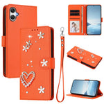 ZS01 Custodia per telefono a doppio strato in ecopelle vegana con motivo floreale a cuori e cinturino da polso, For Samsung Galaxy M36 5G, For Samsung Galaxy A07 4G / A06 5G, For Samsung Galaxy A17 / A26 5G