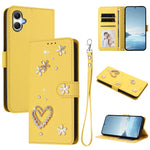 ZS01 Custodia per telefono a doppio strato in ecopelle vegana con motivo floreale a cuori e cinturino da polso, For Samsung Galaxy M36 5G, For Samsung Galaxy A07 4G / A06 5G, For Samsung Galaxy A17 / A26 5G