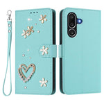 ZS01 Custodia per telefono a doppio strato in ecopelle vegana con motivo floreale a cuori e cinturino da polso, For Samsung Galaxy M56 5G, For Samsung Galaxy F16 5G / M16 5G, For Samsung Galaxy F06 5G / M06 5G