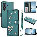 ZS01 Custodia per telefono a doppio strato in ecopelle vegana con motivo floreale a cuori e cinturino da polso, For Samsung Galaxy M56 5G, For Samsung Galaxy F16 5G / M16 5G, For Samsung Galaxy F06 5G / M06 5G