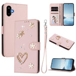 ZS01 Custodia per telefono a doppio strato in ecopelle vegana con motivo floreale a cuori e cinturino da polso, For Samsung Galaxy M56 5G, For Samsung Galaxy F16 5G / M16 5G, For Samsung Galaxy F06 5G / M06 5G