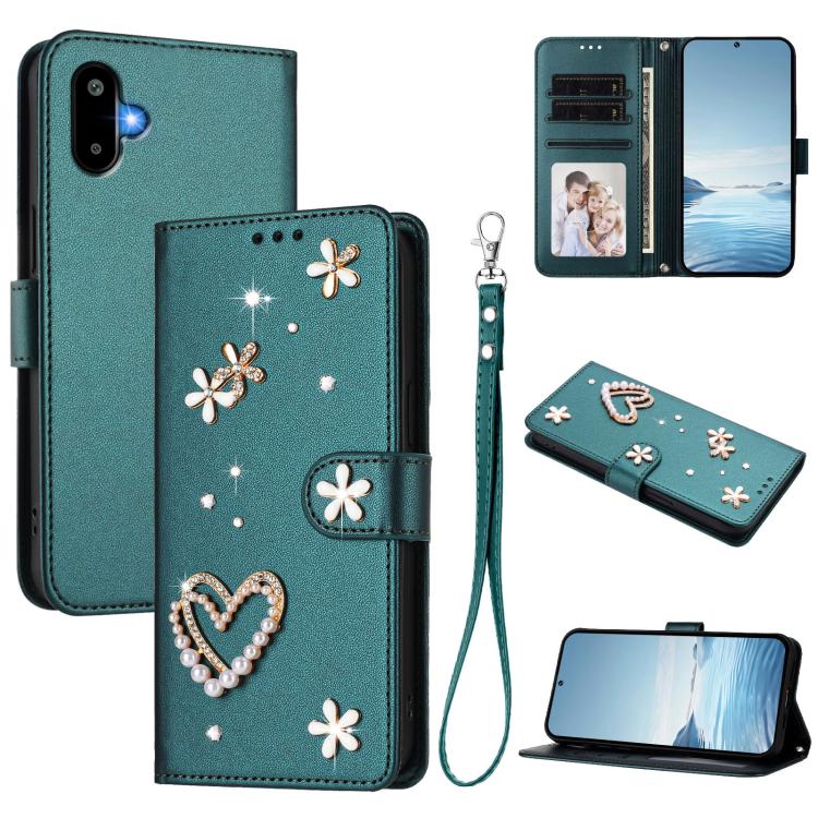 ZS01 Custodia per telefono a doppio strato in ecopelle vegana con motivo floreale a cuori e cinturino da polso, For Samsung Galaxy M56 5G, For Samsung Galaxy F16 5G / M16 5G, For Samsung Galaxy F06 5G / M06 5G
