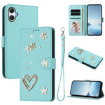 ZS01 Custodia per telefono a doppio strato in ecopelle vegana con motivo floreale a cuori e cinturino da polso, For Samsung Galaxy A05 / M05 / F05 4G, For Samsung Galaxy A16 5G / 4G, For Samsung Galaxy A05s 4G / F14 4G