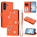 ZS01 Custodia per telefono a doppio strato in ecopelle vegana con motivo floreale a cuori e cinturino da polso, For Samsung Galaxy A05 / M05 / F05 4G, For Samsung Galaxy A16 5G / 4G, For Samsung Galaxy A05s 4G / F14 4G