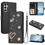 ZS01 Custodia per telefono a doppio strato in ecopelle vegana con motivo floreale a cuori e cinturino da polso, For Samsung Galaxy A25 5G, For Samsung Galaxy M54 5G / F54 5G, For Samsung Galaxy M14 5G