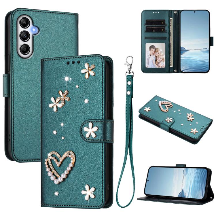 ZS01 Custodia per telefono a doppio strato in ecopelle vegana con motivo floreale a cuori e cinturino da polso, For Samsung Galaxy A25 5G, For Samsung Galaxy M54 5G / F54 5G, For Samsung Galaxy M14 5G