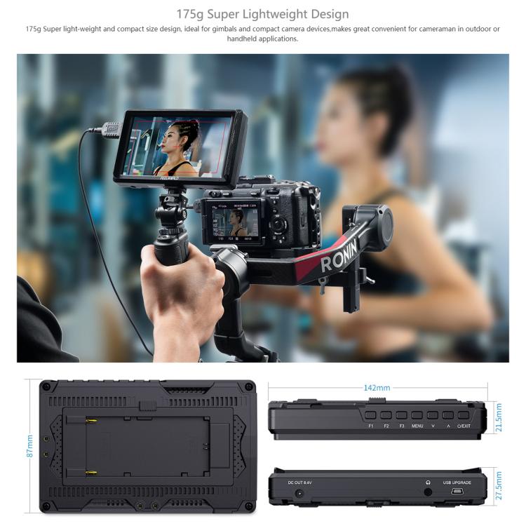 FEELWORLD S55E Monitor video da campo per fotocamera DSLR da 5,5 pollici, FHD IPS, supporto 4K, ingresso/uscita HDMI, braccio inclinabile, uscita di alimentazione