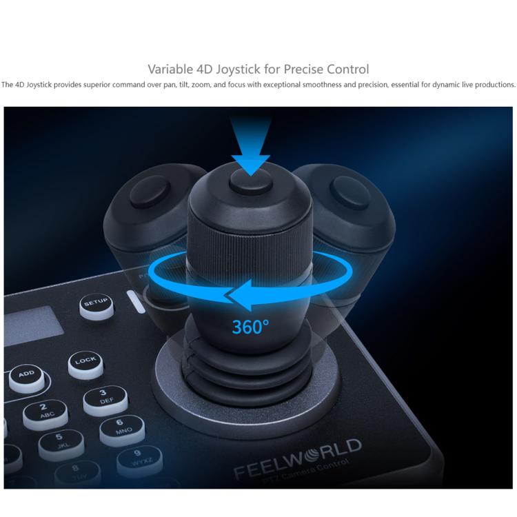 Controller per telecamera PTZ NDI FEELWORLD KBC20 con joystick e tastiera, compatibile con molteplici protocolli di controllo e PoE., EU Plug, US Plug, UK Plug, AU Plug
