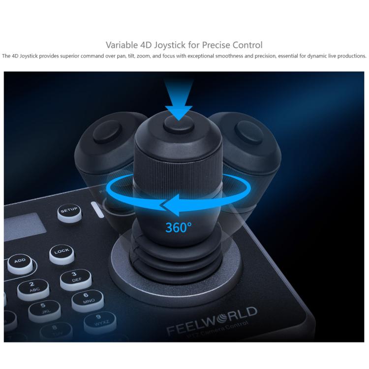 FEELWORLD KBC20N Controller per telecamera NDI PTZ con joystick e tastiera, compatibile con protocolli di controllo multipli e PoE., EU Plug, US Plug, UK Plug, AU Plug