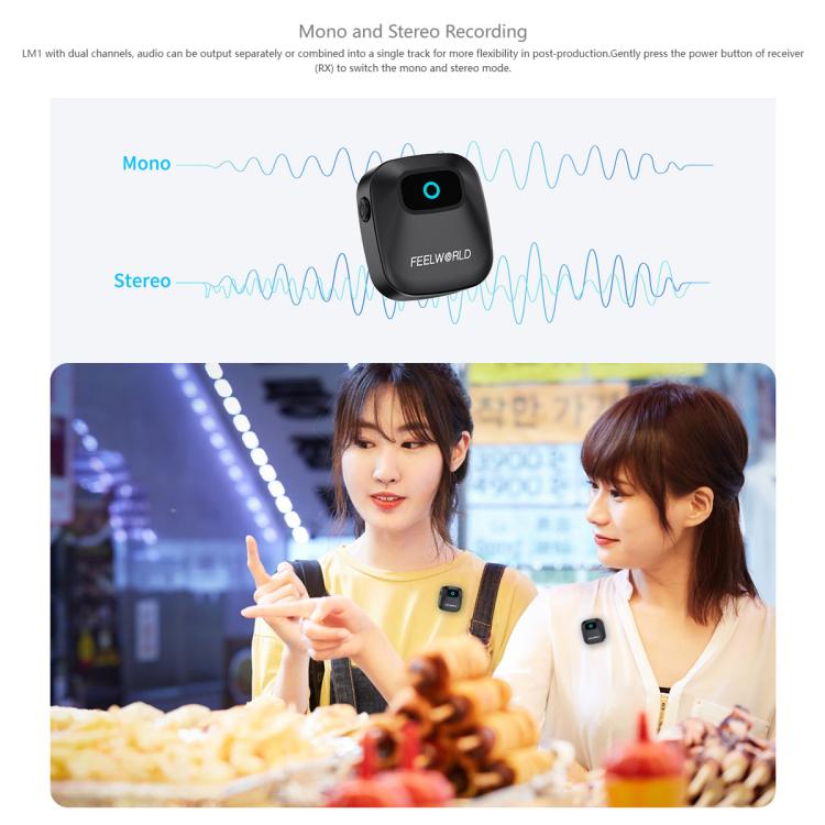 Microfono lavalier wireless FEELWORLD LM1 per smartphone