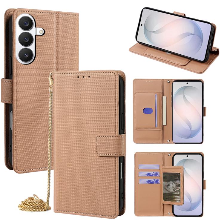 Custodia per telefono in pelle a triangolo con catena a tracolla., For Samsung Galaxy S26+ 5G, For Samsung Galaxy S26 Ultra 5G, For Samsung Galaxy S26 5G