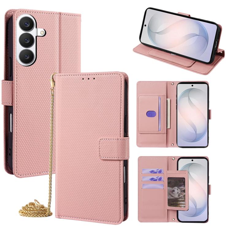 Custodia per telefono in pelle a triangolo con catena a tracolla., For Samsung Galaxy S26+ 5G, For Samsung Galaxy S26 Ultra 5G, For Samsung Galaxy S26 5G
