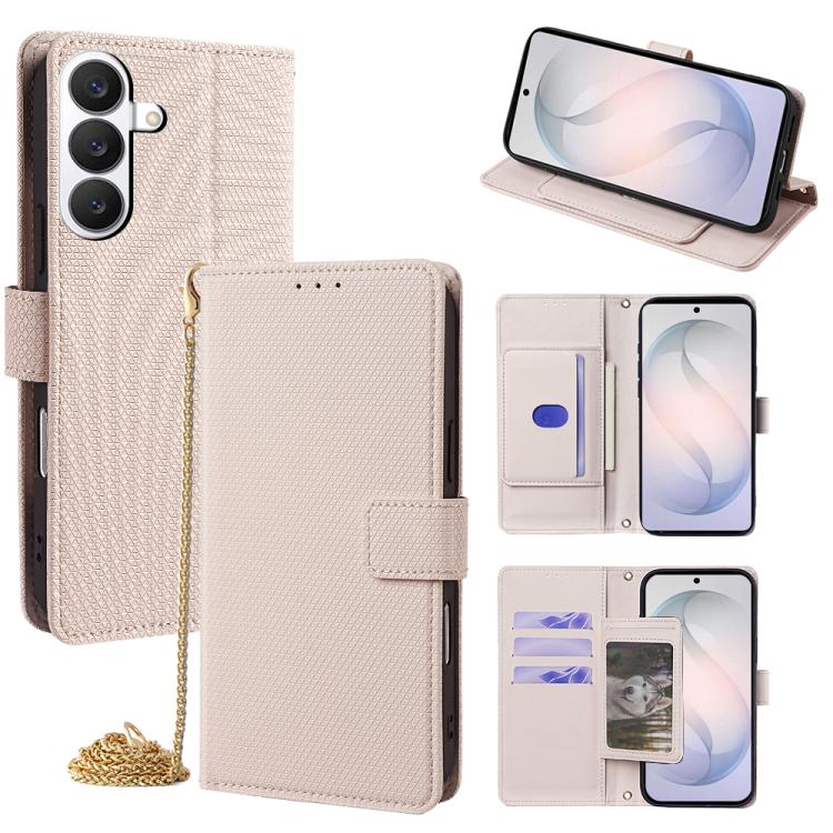 Custodia per telefono in pelle a triangolo con catena a tracolla., For Samsung Galaxy S26+ 5G, For Samsung Galaxy S26 Ultra 5G, For Samsung Galaxy S26 5G
