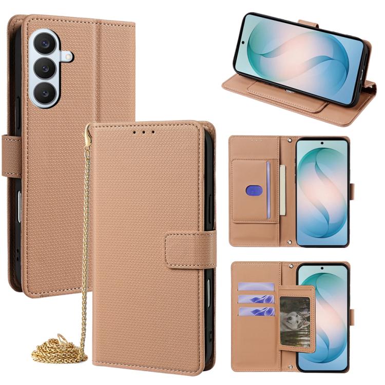 Custodia per telefono in pelle a triangolo con catena a tracolla., For Samsung Galaxy S26+ 5G, For Samsung Galaxy S26 Ultra 5G, For Samsung Galaxy S26 5G