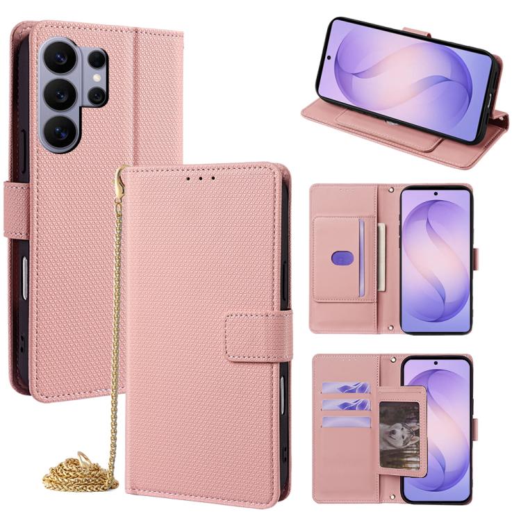Custodia per telefono in pelle a triangolo con catena a tracolla., For Samsung Galaxy S26+ 5G, For Samsung Galaxy S26 Ultra 5G, For Samsung Galaxy S26 5G