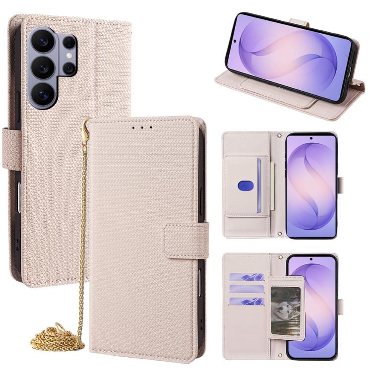 Custodia per telefono in pelle a triangolo con catena a tracolla., For Samsung Galaxy S26+ 5G, For Samsung Galaxy S26 Ultra 5G, For Samsung Galaxy S26 5G
