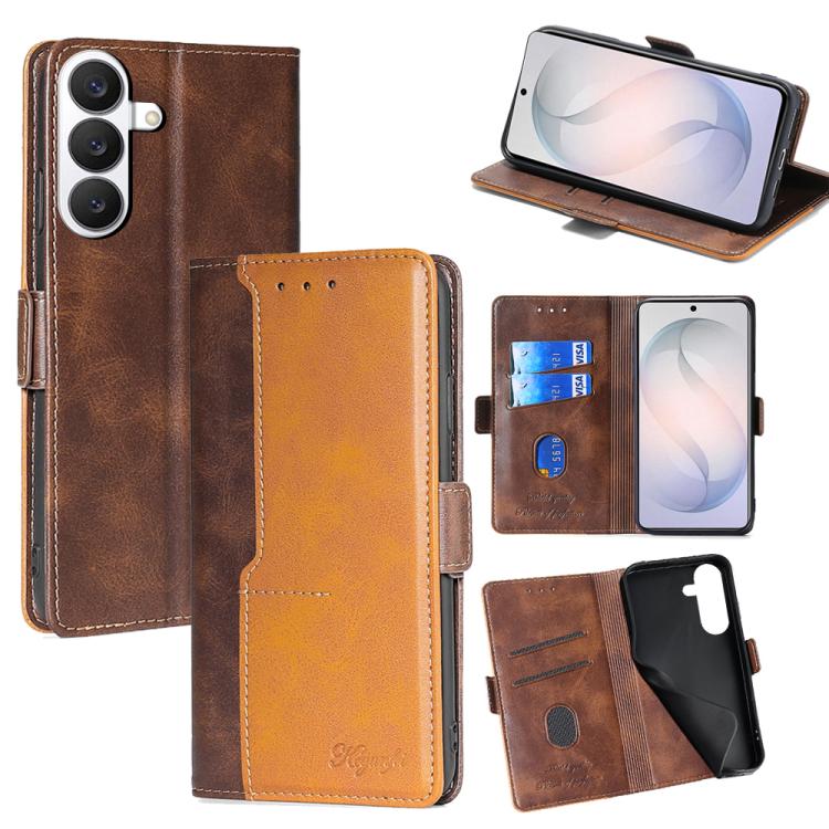 Custodia per telefono in pelle con fibbia laterale a contrasto, For Samsung Galaxy S26+ 5G, For Samsung Galaxy S26 Ultra 5G, For Samsung Galaxy S26 5G