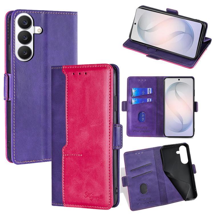 Custodia per telefono in pelle con fibbia laterale a contrasto, For Samsung Galaxy S26+ 5G, For Samsung Galaxy S26 Ultra 5G, For Samsung Galaxy S26 5G