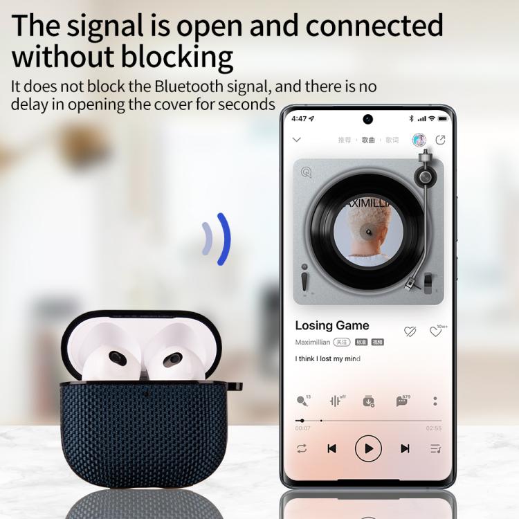 Custodia divisibile in nylon impermeabile per auricolari wireless con gancio, For AirPods Pro 3, For AirPods 4, For AirPods Pro 2