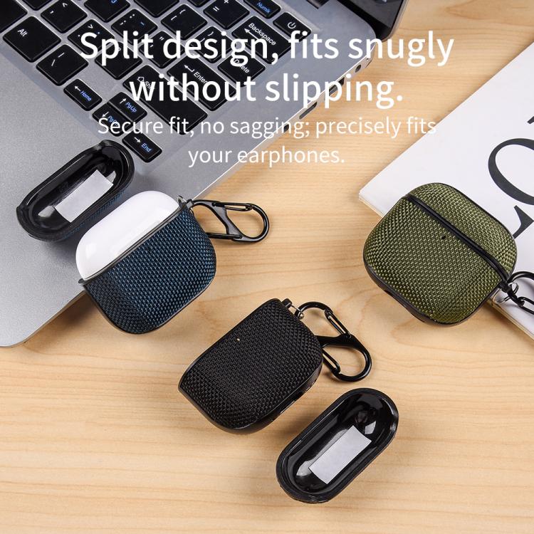 Custodia divisibile in nylon impermeabile per auricolari wireless con gancio, For AirPods Pro 3, For AirPods 4, For AirPods Pro 2