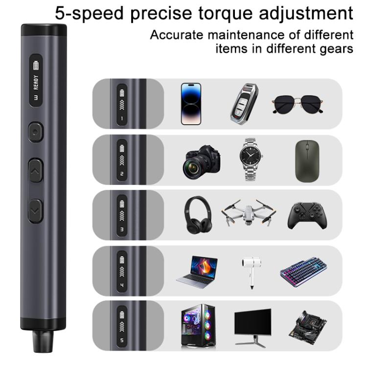Kit cacciavite elettrico di precisione 78 in 1 con 5 livelli di coppia e 4 luci LED, 78 in 1
